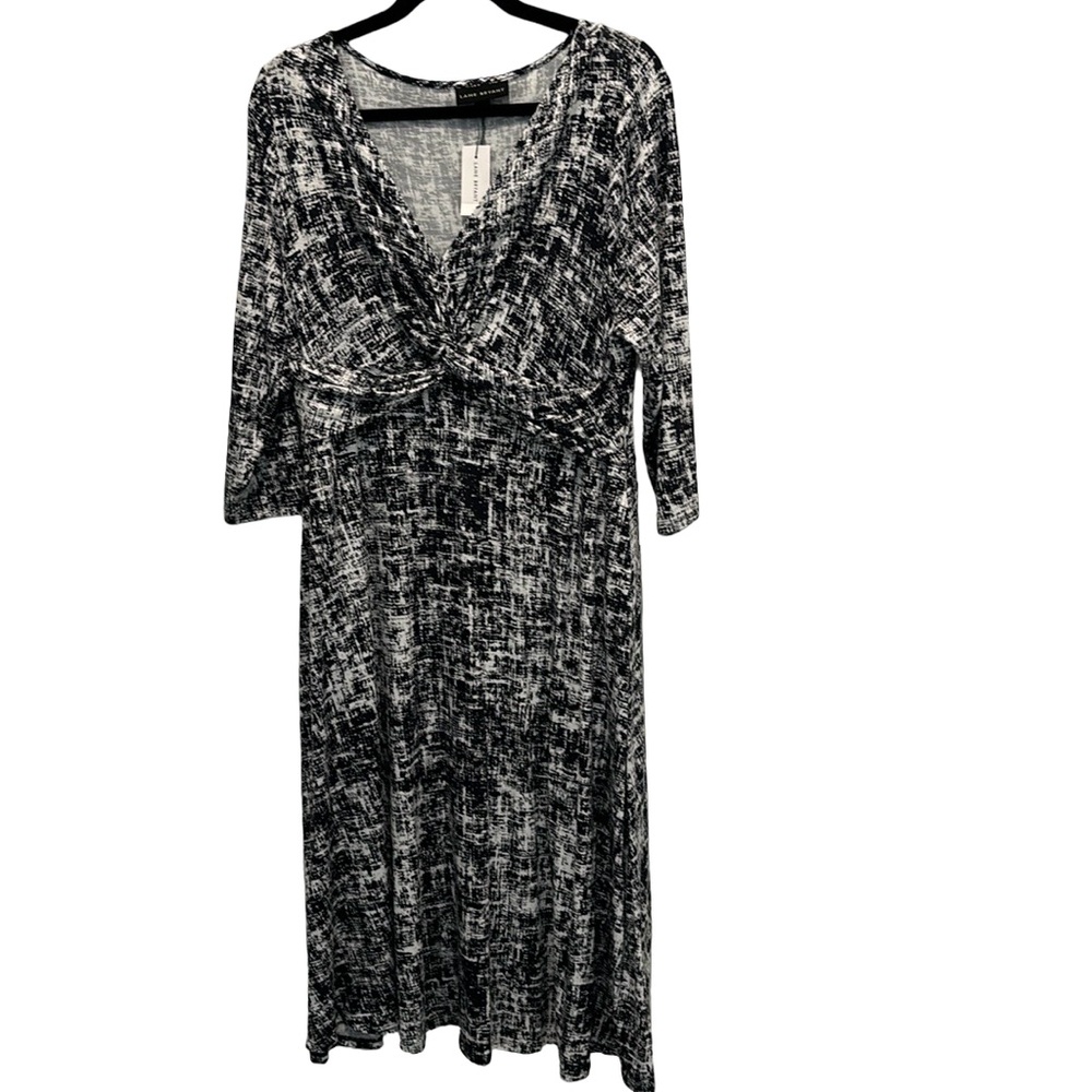 Lane Bryant Navy and White Abstract Print Faux Wrap Midi Dress size 14/16 NWT